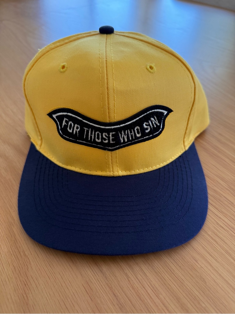 'For Those Who Sin' LA Yellow and Navy Snapback Cap